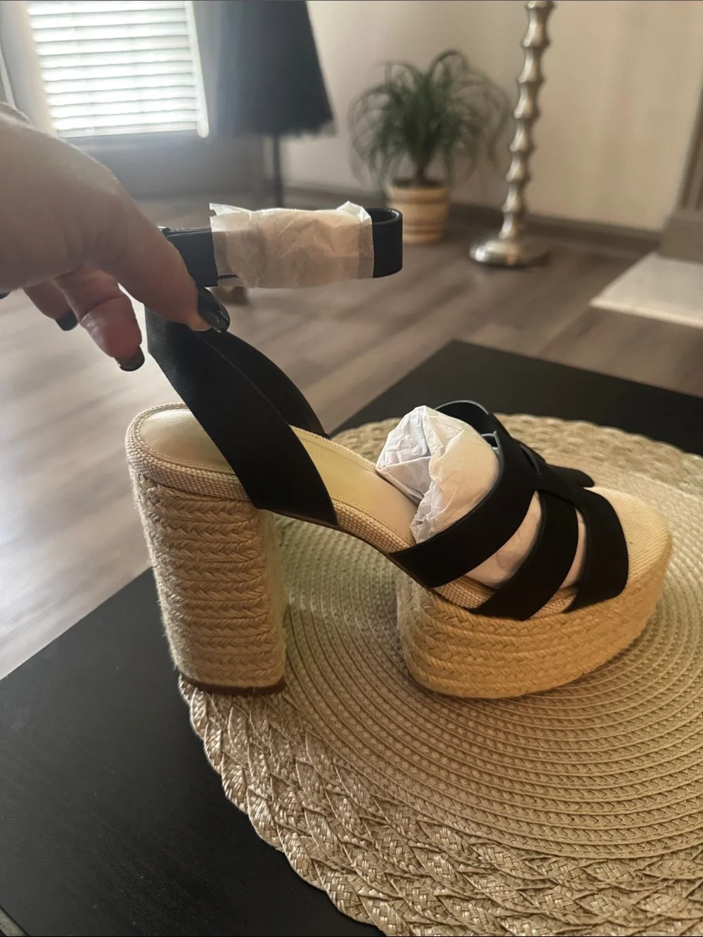 🔥NEW! The Drop Women's Heels Duchess Raffia Buckle Strap Platform Sandal Size 9